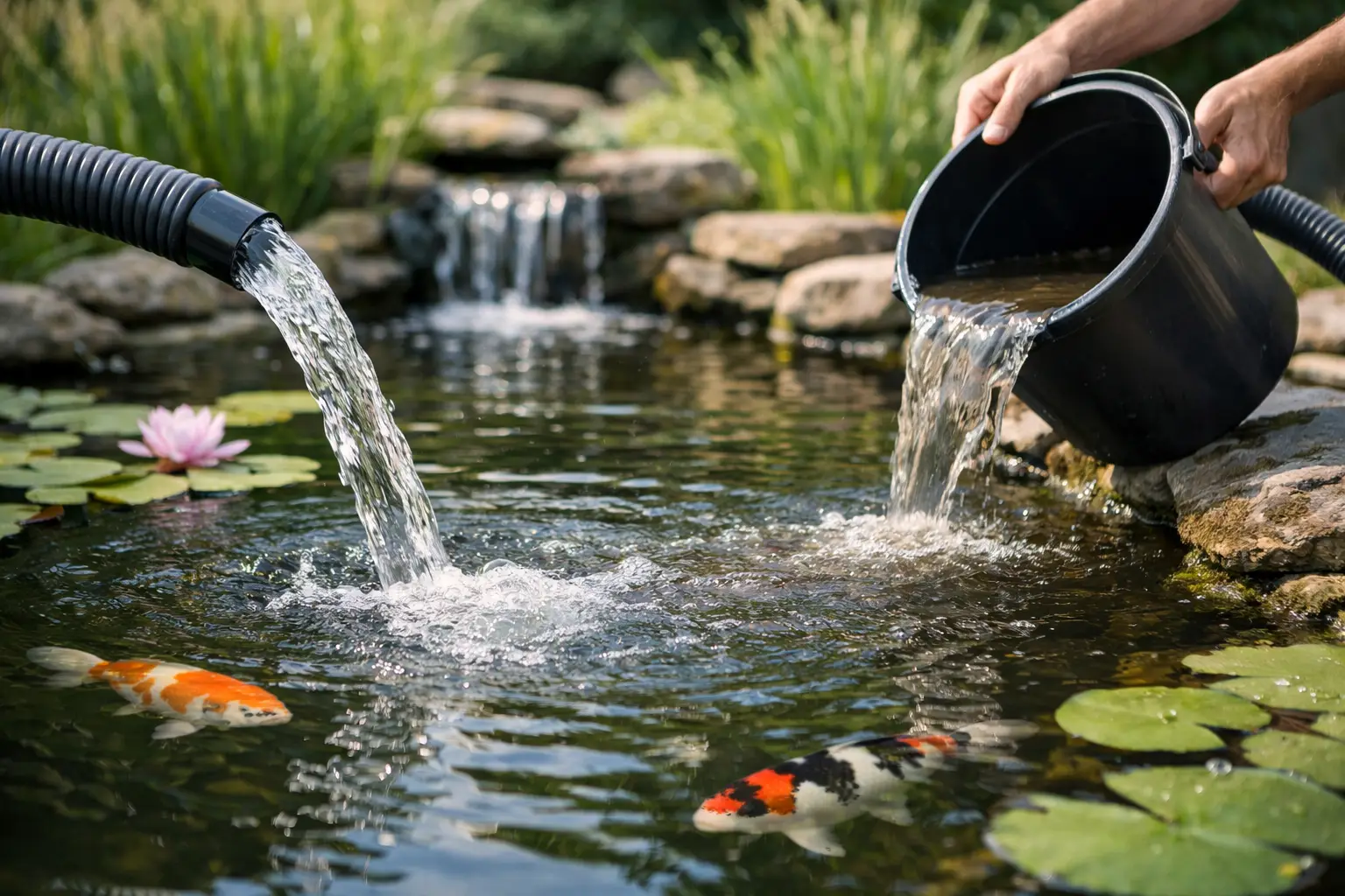 Vijverwater veilig verversen zonder stress
